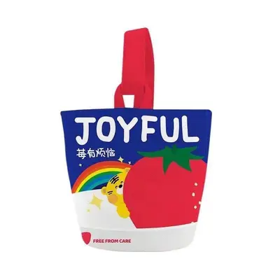 Printed Canvas Bucket Bag with Cartoon Illustration for Women - 10