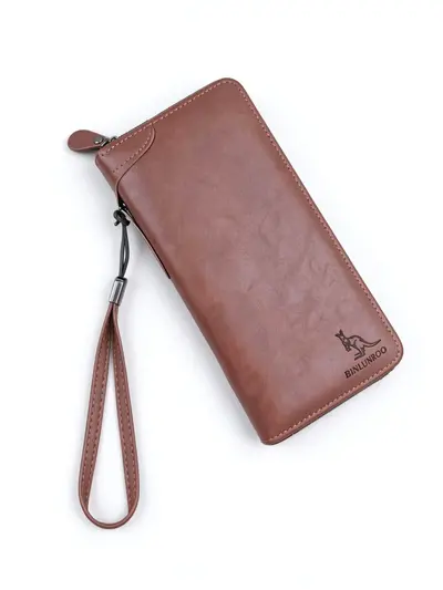 Herren-Langbrieftasche aus Leder, großes Fassungsvermögen, Clutch-Design - 3