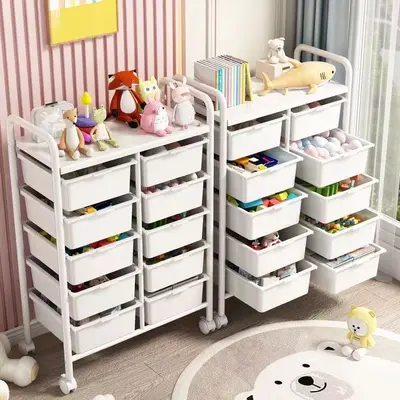 Mehrlagiges, bodenstehendes Kinderspielzeug-Regal, beweglich, großes Fassungsvermögen