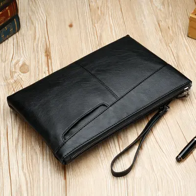 Men's Business Clutch Bag, Large Capacity Soft Leather Envelope Bag