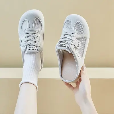 Neue grenzüberschreitende atmungsaktive modische Damenschuhe, bequem für die Arbeit, Slip-on-Schuhe, vielseitig kombinierbar, Halbpantoffeln, lässige Brettschuhe, Hausschuhe