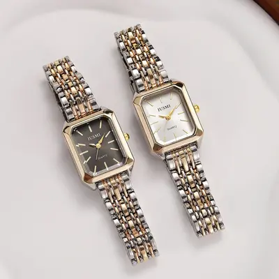 JUSMI square dial steel band fashion women's quartz watch