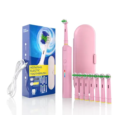 Adult Smart Rotating Electric Toothbrush, Rechargeable, 4-6-8 Brush Heads, Unisex