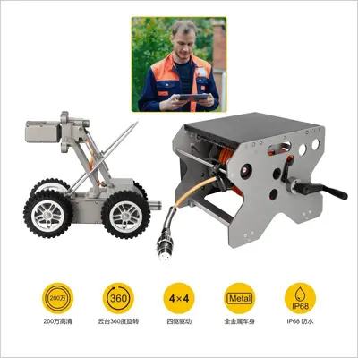 Senpan boru hattı robotu endüstriyel endoskop kamerası, iç video incelemesi için belediye dedektörü geniş açılı.