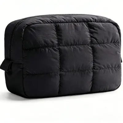 Gesteppte Kosmetiktasche im Puffy-Design, tragbarer Reiseorganizer