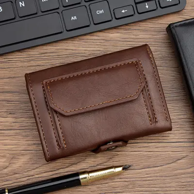 Men's Wallet Handbag with Snap-Button Coin Pocket and Multi-Card Slots - 7