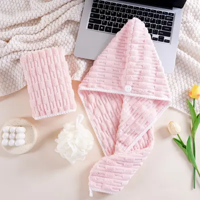 Geschenk-Handtuch-Set mit 3 Teilen, Business-Geschenk, Korallenfleece, weich und saugfähig, Haartrockenhut, Eröffnungsaktivität, Mitbringsel, Werbeartikel
