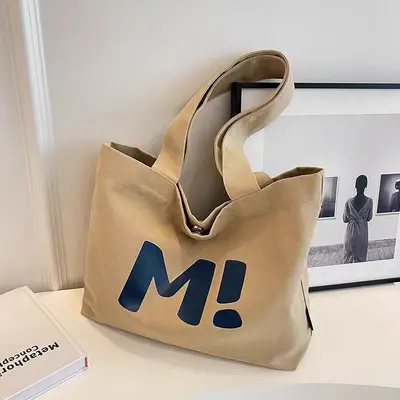 Canvas tote bag women large capacity durable supermarket shopping bag simple and versatile 2024 new shoulder bag - 9