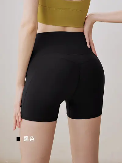 春夏无尴尬线三分瑜伽短裤女款高腰提臀紧身裤莱卡裸感运动健身裤 - 7