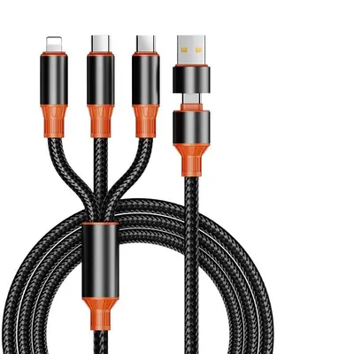 6A Super-Schnellladung Leder zwei bis drei Nylon geflochtenes Datenkabel 100W Mobiltelefon drei in einem Schnellladung Ladekabel
