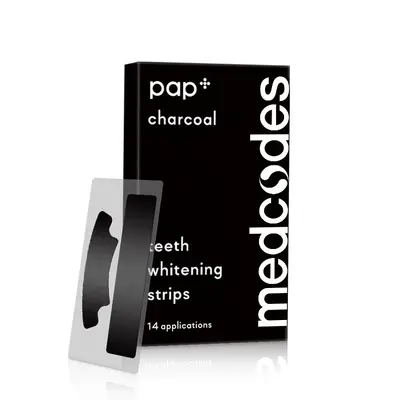 Teeth whitening strips with activated charcoal, removes yellowing and tartar