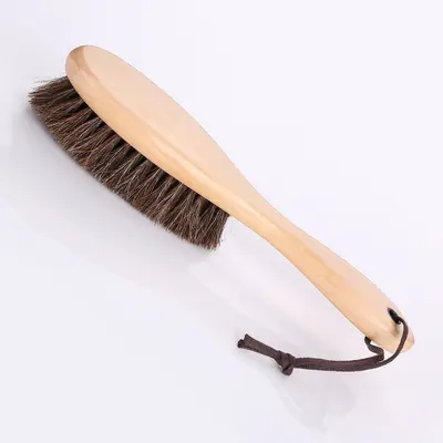 Horsehair Shoe Brush with Handle, Hanging Soft Dust Removal Brush