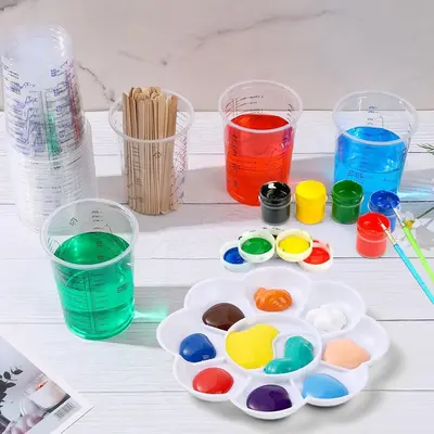 Tek Kullanımlık 600 ml Şeffaf Plastik Karıştırma Ölçü Kabı, Dereceli