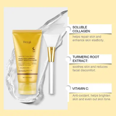 HOYGI Turmeric Collagen Peel-Off Face Mask, Gentle Cleanser and Moisturizer - 3