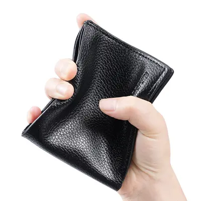 Kısa erkek cüzdanı, fermuarlı, ultra ince, PU deri, iki katlı - 5