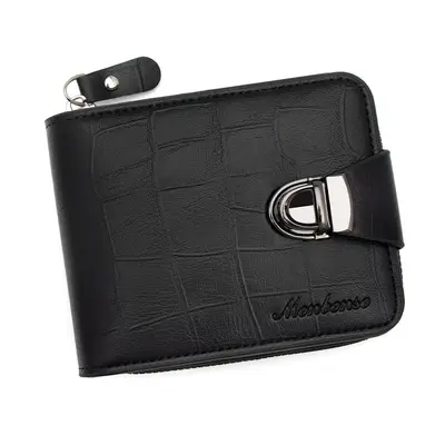 Crocodile Pattern Men's Short Wallet with Snap Closure, Tri-Fold and Chain - 5