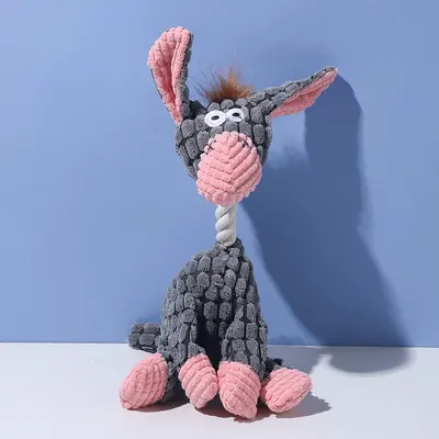 Donkey Plush Dog Chew Toy with Squeaker - 9