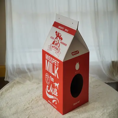 MISSPET Milchkarton-Katzenkratzbrett, Wellpappe-Katzenhaus - 7