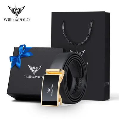 Paul Belt Luxury Leather Belt for Men, Genuine Leather Automatic Buckle Belt, Plain Business Style Alloy Soft Leather Men's Belt - 11