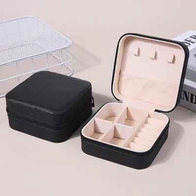 Portable jewelry box for earrings, necklaces, rings, storage box, small and elegant home accessories, best-selling model - 9