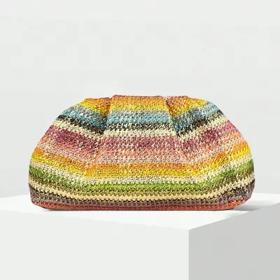 In-stock women's clutch bag casual woven bag 2027 spring/summer new arrival cross-border European and American style straw woven bag foreign trade women's bag
