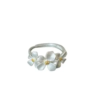 Gümüş gardenia açık kadın yüzüğü - 6