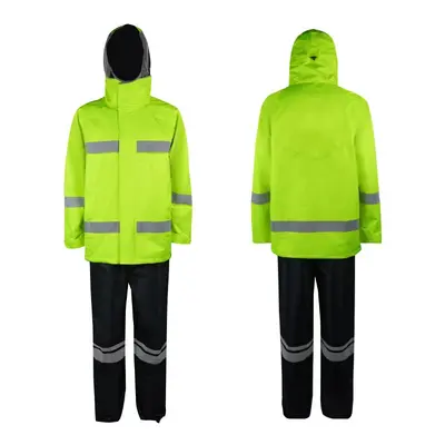 Fluorescent Yellow Reflective Traffic Raincoat Three-Layer - 5