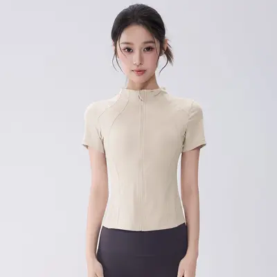 Half-Turtleneck Full-Zip Breathable Yoga Top - 9