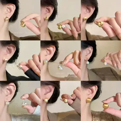 Luxuriöse Kupfer-Metall-Ohrringe mit gebürsteter Oberflächenfinish, quadratische und runde Formen, elegante Damenschmuck-Kollektion für vielseitige Kombinationen, slimming face effect, vintage Design