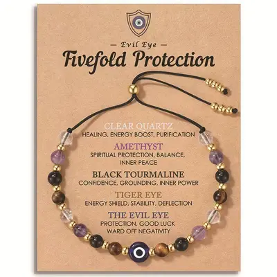 Pregnancy Bracelet with Natural Stones: Obsidian, Aquamarine, Moonstone