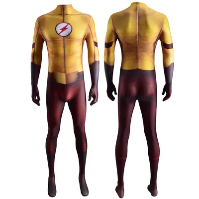 Kid Flash Costume, The Flash Style One-Piece Jumpsuit, Halloween - 3