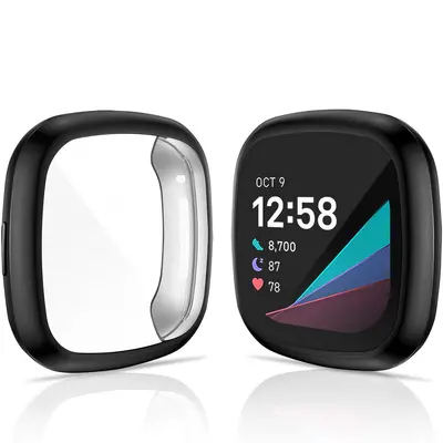 Защитный чехол, совместимый с Fitbit Versa3/Sense, из гальванизированного TPU, с защитой экрана по всему периметру и поддержкой сенсорного экрана