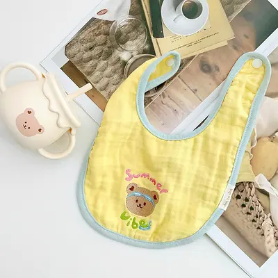 Cotton Gauze Baby Drool Bib, Absorbent, Colored