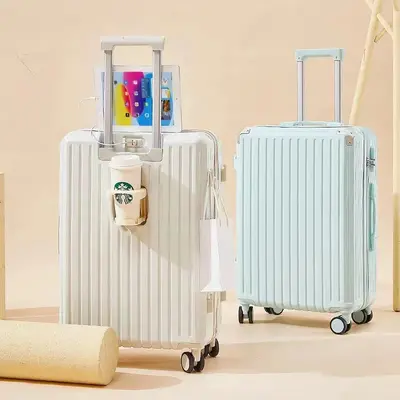 Women's Trolley Suitcase with Silent Universal Wheels, Cup Holder and Combination Lock - 5