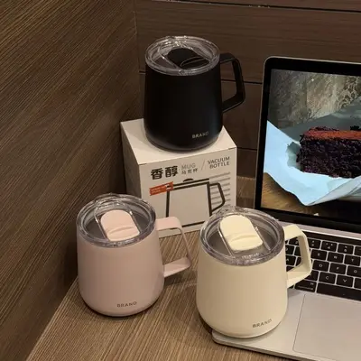 高颜值马克杯不锈钢带盖水杯两用保温杯便携家用上班礼品杯子批发