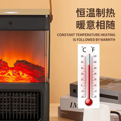 Simulated Flame Electric Space Heater for Home and Bathroom, Hot Air Blower