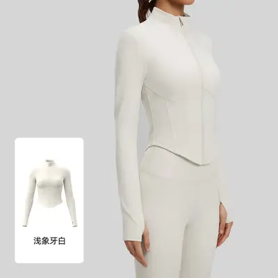 Women's Yoga Jacket, Stand-Collar Long-Sleeve, Running and Pilates Sports Top - 8