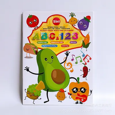 跨境幼儿园儿童早教本启蒙书学前英语练习册绘画填色本贴纸描红本