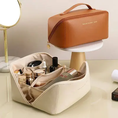 Accordion Pillow Cosmetic Bag Travel Portable Storage Bag Makeup Bag High-end Simple Large Capacity INS Storage Bag