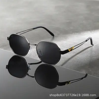 Herren-Sonnenbrille mit Metall-Ovalrahmen, Retro-Premium-Optik - 5