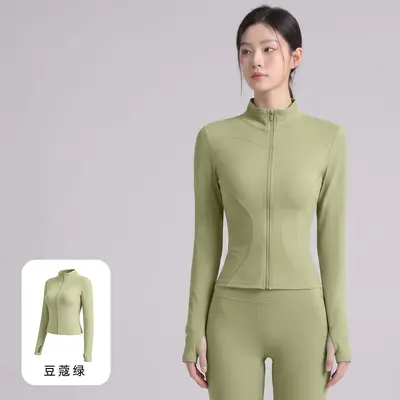 Lulu Yoga Jacket, Quick-Dry, Sweat-Wicking, High-Stretch, Stand Collar Pilates Top - 9