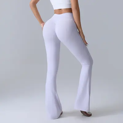 Pfirsich-Po-Lift High-Waist-Yoga-Hose für Damen, weites Bein, schnelltrocknend - 12