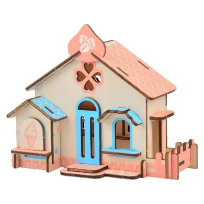 Ahşap 3D Stereo Puzzle Küçük Ev, Çocuklar için El Yapımı DIY Montaj