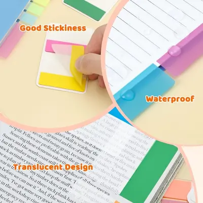 Grenzüberschreitende farbige Indexhaftnotizen, transparente Haftnotizen, wasserfeste beschreibbare halbtransparente Notizzettel, stark haftende Markierungsaufkleber