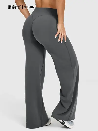 Damen-Outdoor-Freizeithose mit geradem Bein, weite Yogahose - 2