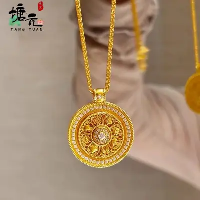 金店同款满钻八宝罗盘时来运转吊坠毛衣链转运珠仿金久不掉色 - 2