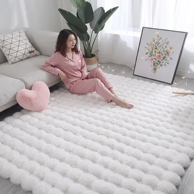 Rosa Bubble-Fleece Kunstkaninchenfell Kinderteppich für Wohnzimmer, Herbst Winter