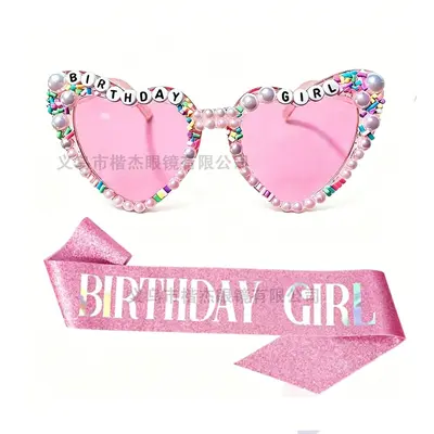 Birthday Party Sunglasses with Colorful Pearl Details for Wedding and Party
