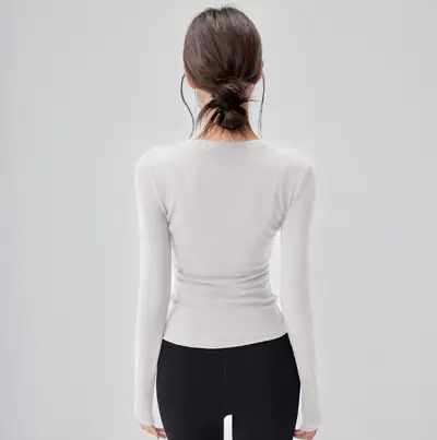 Yoga-Bekleidung mit Henley-Langarm, Pilates-Training, Herbst-Winter - 8