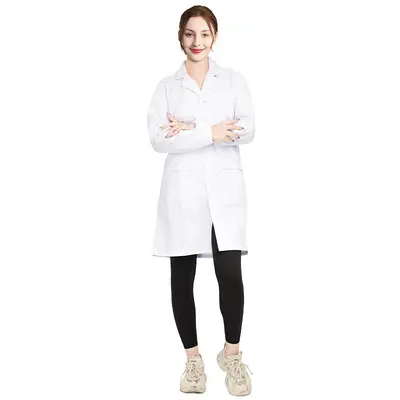 Factory Source White Lab Coat Long Sleeve Student Lab Coat Pharmaceutical Company Meeting Work Uniform Food Factory Visitor Garment